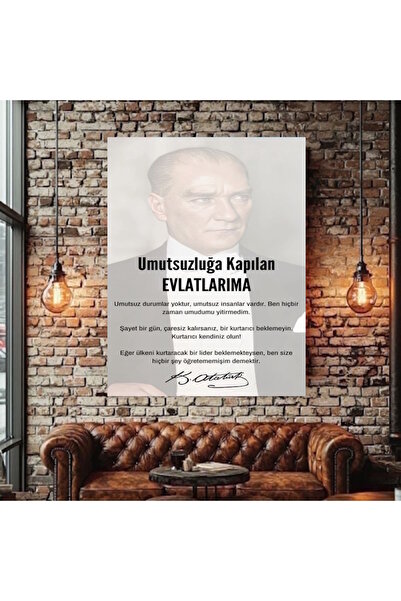 özkacar ATATÜRK GENÇLİĞE ÖĞÜTÜ KANVAS TABLO EV DUVAR SALON OFİS DÜKKAN İŞ YER...