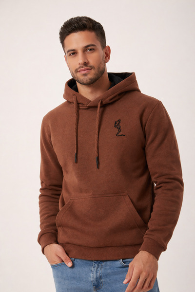 Polo State Hanorac maro pentru bărbați, cu cu glugă fire, cu cu căptușeală di...