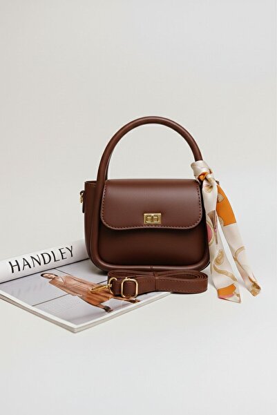 Handley Geantă de mână și de umăr de lux cu detalii tip eșarfă și curea încru...