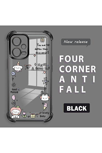 ucuc حافظة حماية من السيليكون الشفاف المتوافقة مع Poco X5 بنمط إبداعي