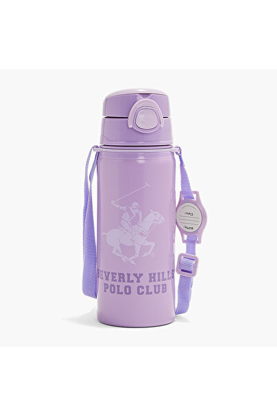 Bhpc Beverly Hills Polo Club Logo Print Sipper Water Bottle with Adjustable S...
