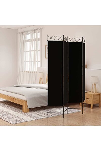 vidaxl 4-Panel Room Divider Black 160x200 cm Fabric