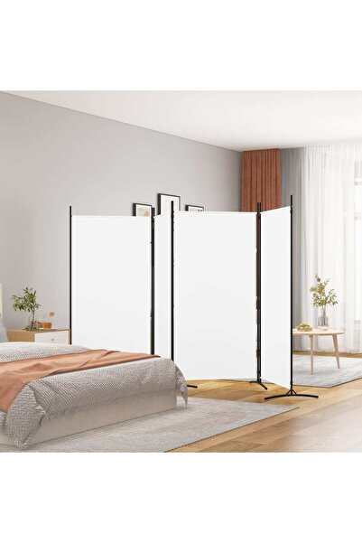 vidaxl 4-Panel Room Divider White 346x180 cm Fabric