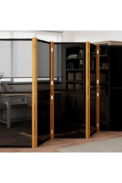 vidaxl 5-Panel Room Divider Black 350x180 cm