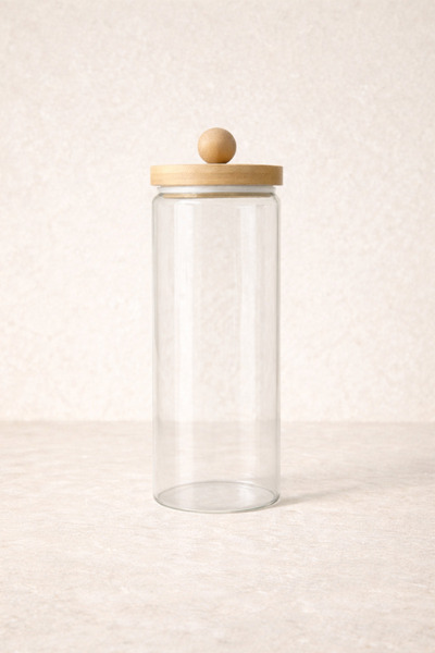 Kitchen Way Borosilicate Glass 1500ml Jar with Bamboo Lid Kw-751