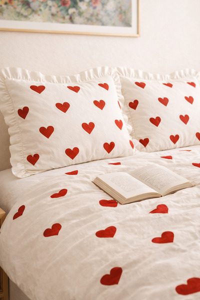 GÖRMEZ TEKSTİL Soft Cotton Single Leyla - White Ruffled Duvet Cover Set