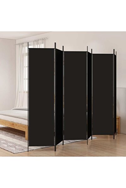 vidaxl 6-Panel Room Divider Black 300x200 cm Fabric