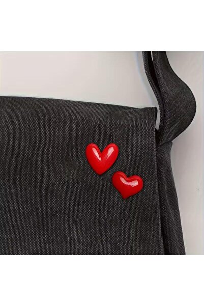 SUME 2'li Kalp Broş Set, Zarif ve Kırmızı Aşk Broşu, Hafif ve Sevimli Aksesua...