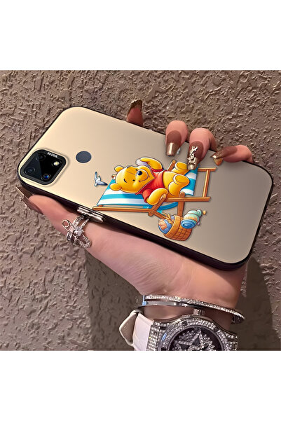 Hontinga حافظة صلبة رقيقة متوافقة مع كاميرا Realme C25S مع نمط دب لطيف