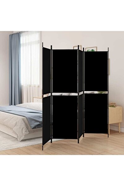 vidaxl 4-Panel Room Divider Black 200x180 cm Fabric