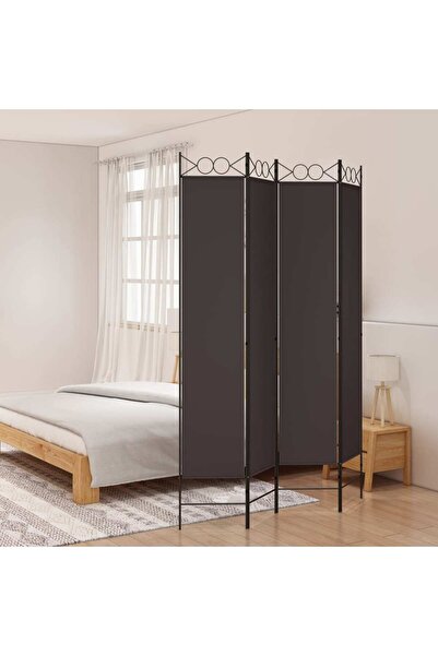 vidaxl فاصل غرفة بني اللون مكون من 4 ألواح، مقاس 160 × 220 سم، مصنوع من القماش