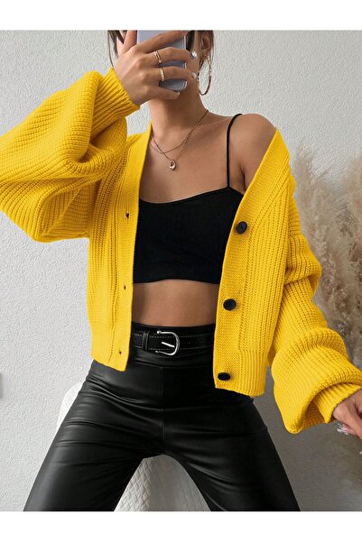 ÖZKURTOĞLU COLLECTİON Düğme Detaylı Triko Hırka