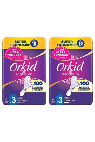 Orkid Platinum Uzun Extra (Boy 3) 16 Adet Süper Ekonomik Hijyenik Ped x2