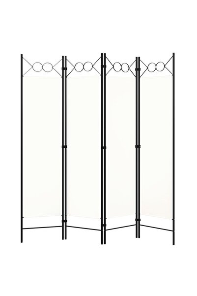 vidaxl فاصل غرفة أبيض بأربعة ألواح، 160 × 180 سم