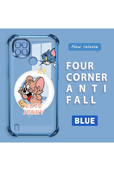 ucuc حافظة واقية من السيليكون الشفاف المتوافقة مع هاتف Realme C21 توم وجيري