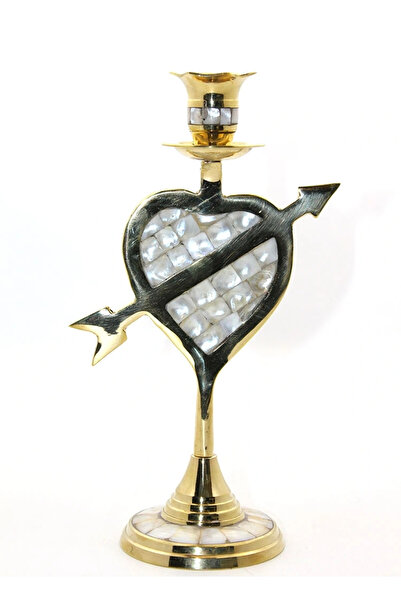Epilons Single brass candlestick with mother of pearl 20 cm