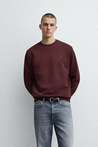 MATERIAL Hanorac pentru bărbați, cu gât crew, Basic Claret Red