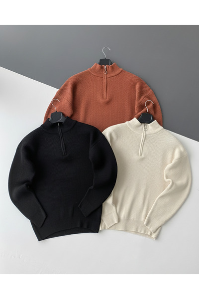 BUPPO 3 قطع من سترة سيلانيك التريكو ذات سحاب نصفي