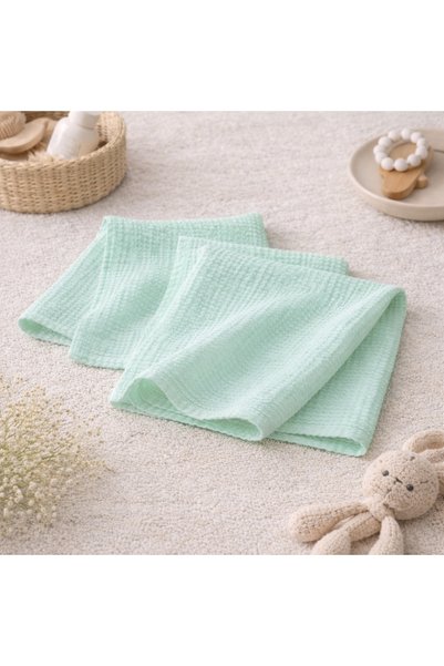 NazeninHome Muslin 3-Piece Cloth 100% Cotton (2 Layers) 40 X 40 cm Mint