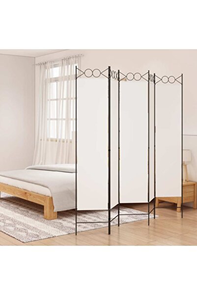 vidaxl 5-Panel Room Divider White 200x200 cm Fabric