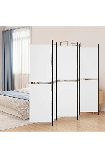 vidaxl 5-Panel Room Divider White 250x200 cm Fabric