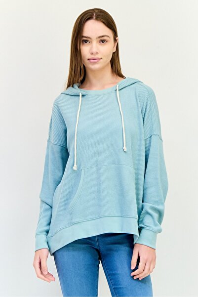 aerie بغطاء رأس نسائي بأكمام طويلة وغطاء رأس، لون أخضر نعناعي