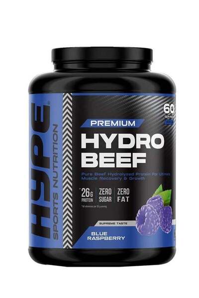 Hype مسحوق بروتين لحم بقري بنكهة التوت الأزرق 900 غرام | لتقوية العضلات ودعمها