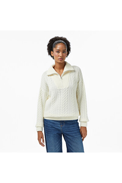 Nautica Kadın Krem Regular Fit Kazak