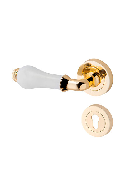 Nobel Twin Kapı Kolu Altın Sarısı Daire Rozetli YALE SOL (32 Porselen)