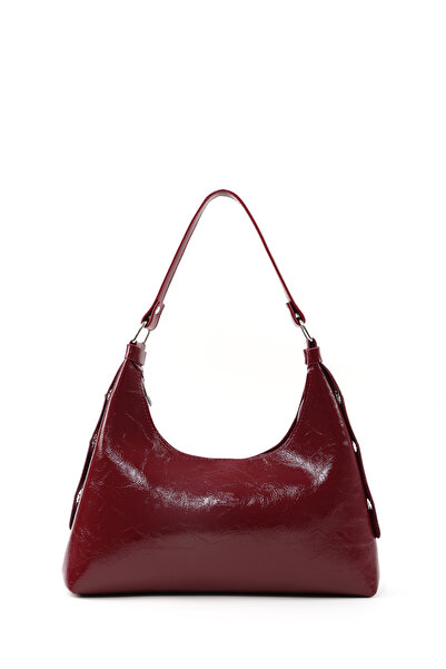 SHAKA Crinkled Textured Burgundy Shk82 Baguette Model Single Compartment Wome...