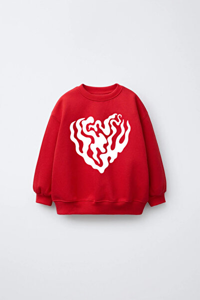 c.c.l. coccolin kids baby clup Girl's Heart Printed Sweatshirt with Fleece In...