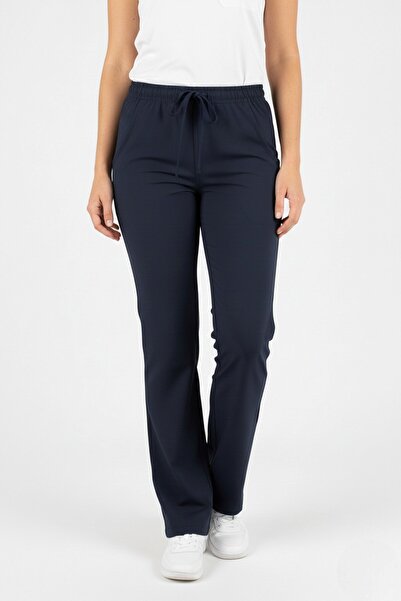 Nur Medikal Giyim Women's Navy Blue Stretch Fabric Flared Scrub Pants for Doctors and Nurses