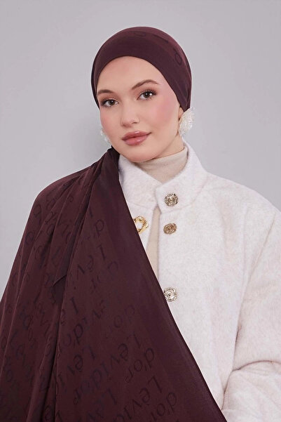 Levidor Text Printed Nai̇a Jacquard Shawl-Damson