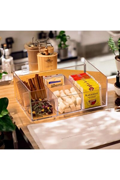 RES 6-Compartment Transparent Plastic Tea, Treats, Jewelry Organizer with Lid...