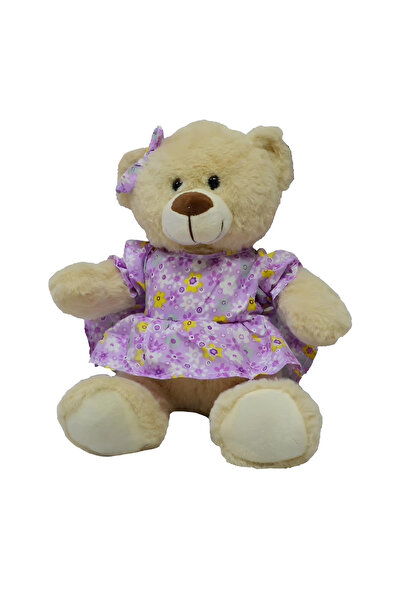Prlk toys دب محشو مع فستان ومشبك 30 سم (أرجواني)