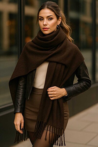 Swana Γυναικείο χοντρό κασκόλ ώμου και σάλι με φούντες