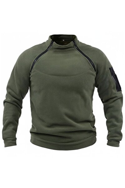 Hipolar Bluză Tactica Fleece, Lana Fina, Verde Militar, Fermoare Frontal Ajus...