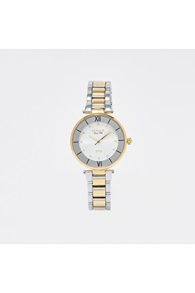 Omax Women's Silver & Gold Stainless Steel Strap Analog Wristwatch - 00OYY004...