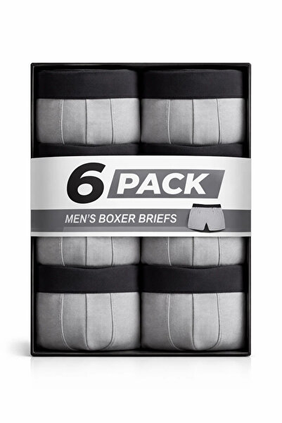 MATERIAL Мъжки удобни боксерки от еластичен памук, 6 броя в сиво