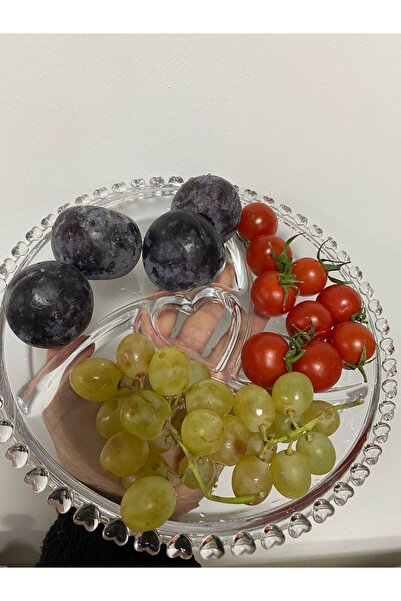 elif aksesuar Kalpli Bölmeli Cam Çerezlik Kahvaltılık Tabak