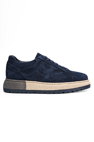 Byterre Bastille Genuine Leather Handmade Men's Navy Blue Casual Sneaker