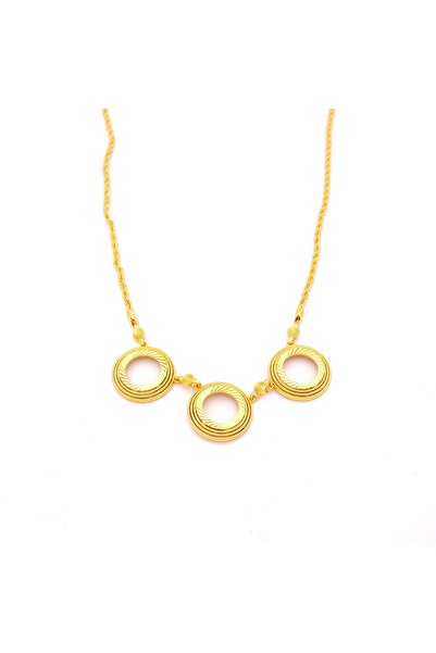 FerizZ Altın Kaplama Burgu Zincirli Üç Çeyrek Çerçeveli Kolye KLY-665