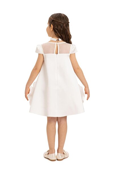 Via Bambino Lovely Girls Floral Hem White Dress
