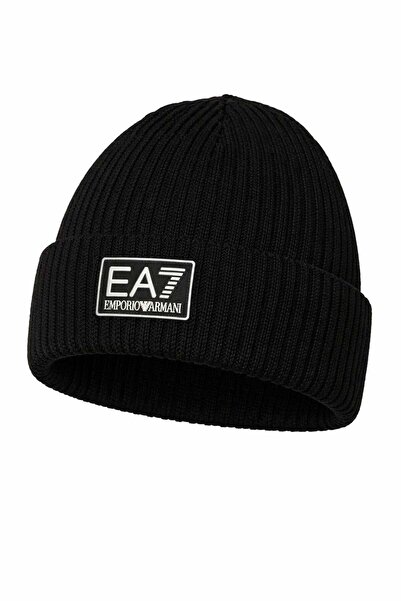 Emporio Armani Caciula striata din amestec de lana, Unisex, One Size, Negru