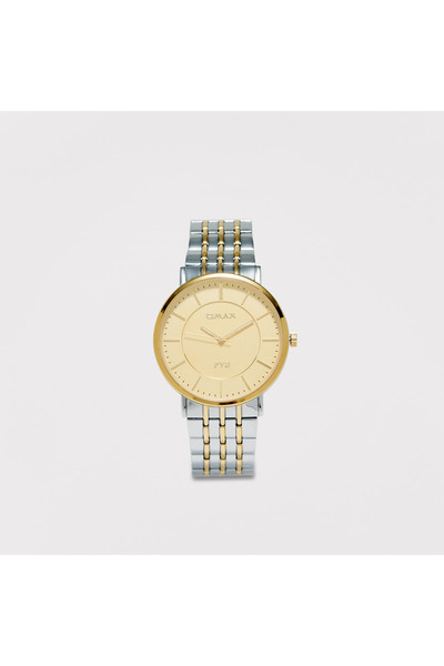 Omax Men's Silver & Gold Stainless Steel Strap Analog Wristwatch - 00RNS003N0...