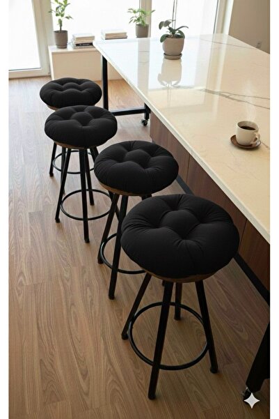 TEZKOTEKSTİL Yuvarlak Sandalye | Tabure Minderi Bağlama İpli | Astarlı & Punt...