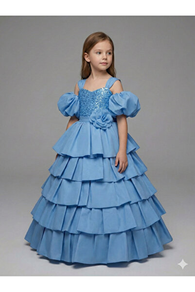 modallita فستان بناتي بتنورة بالون من التريلين