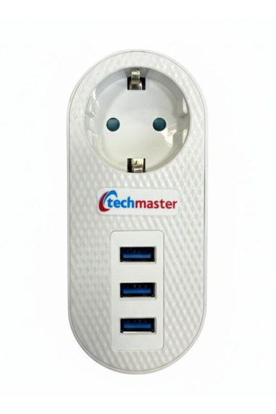 Techmaster Current Thermal Child-Proof Single Socket with 3 USB Ports