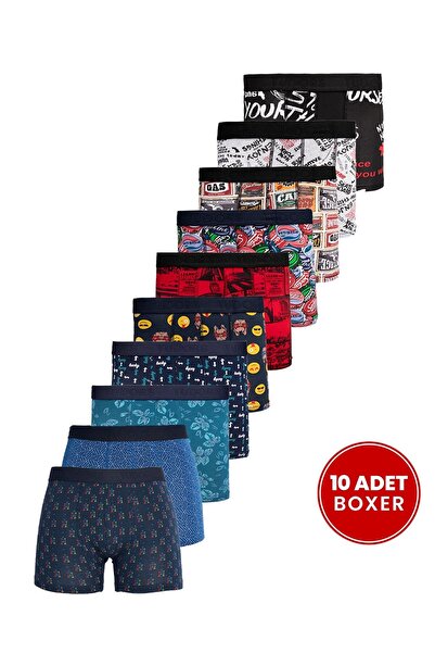 Tudors Ανδρικά μποξεράκια 10'lu ελαστικό ύφασμα από ελαστικό βαμβακερό ύφασμα...