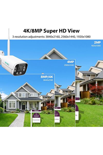 SV3C Cameră IP WiFi SV 3 C 4K pentru exterior, camere de securitate Bullet cu fir de 8 MP, cu reflector și vizibilitate nocturnă color